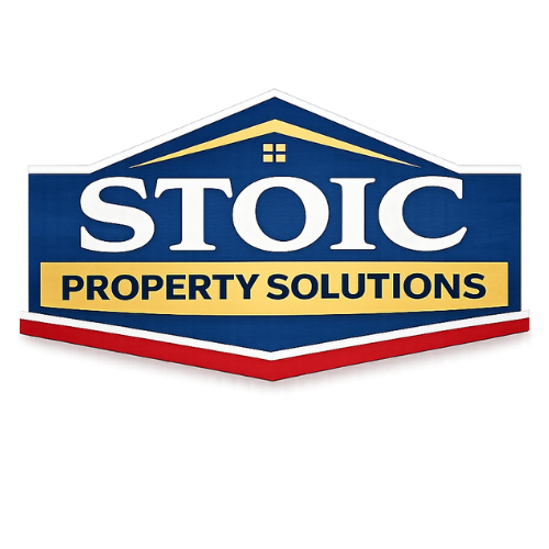 Stoic Property Solutions logo with blue, yellow, and red color scheme